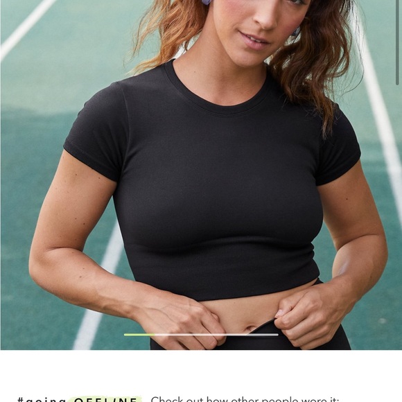 aerie Tops - Aerie Sidewalk Seamless Short Sleeve Top Black Large